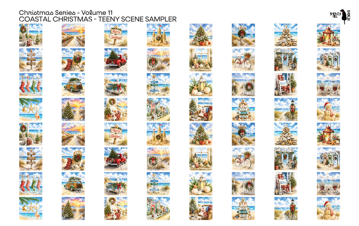 PatternPly® Full Coverage Christmas Series Volume 11 Coastal Christmas Teeny Sampler: sampler sheet of small art scene…