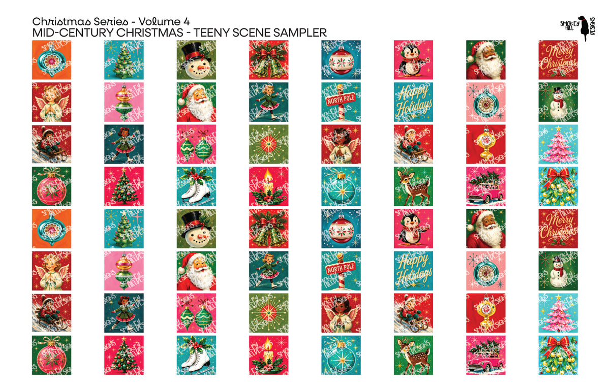 PatternPly® Full Coverage Christmas Series Volume 4 Mid Century Christmas Teeny Sampler: sampler sheet of small art…