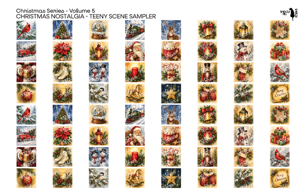 PatternPly® Full Coverage Christmas Series Volume 5 Christmas Nostalgia Teeny Sampler: sampler sheet of small art scene…