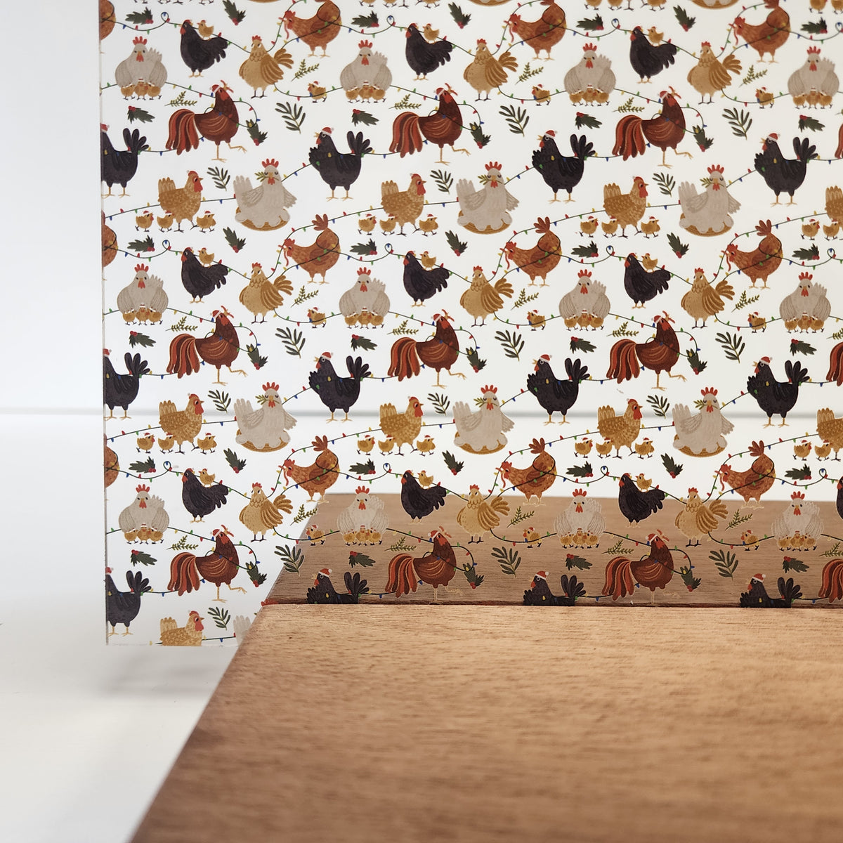 PatternPly® Scattered Christmas Chickens sheet showing the pattern