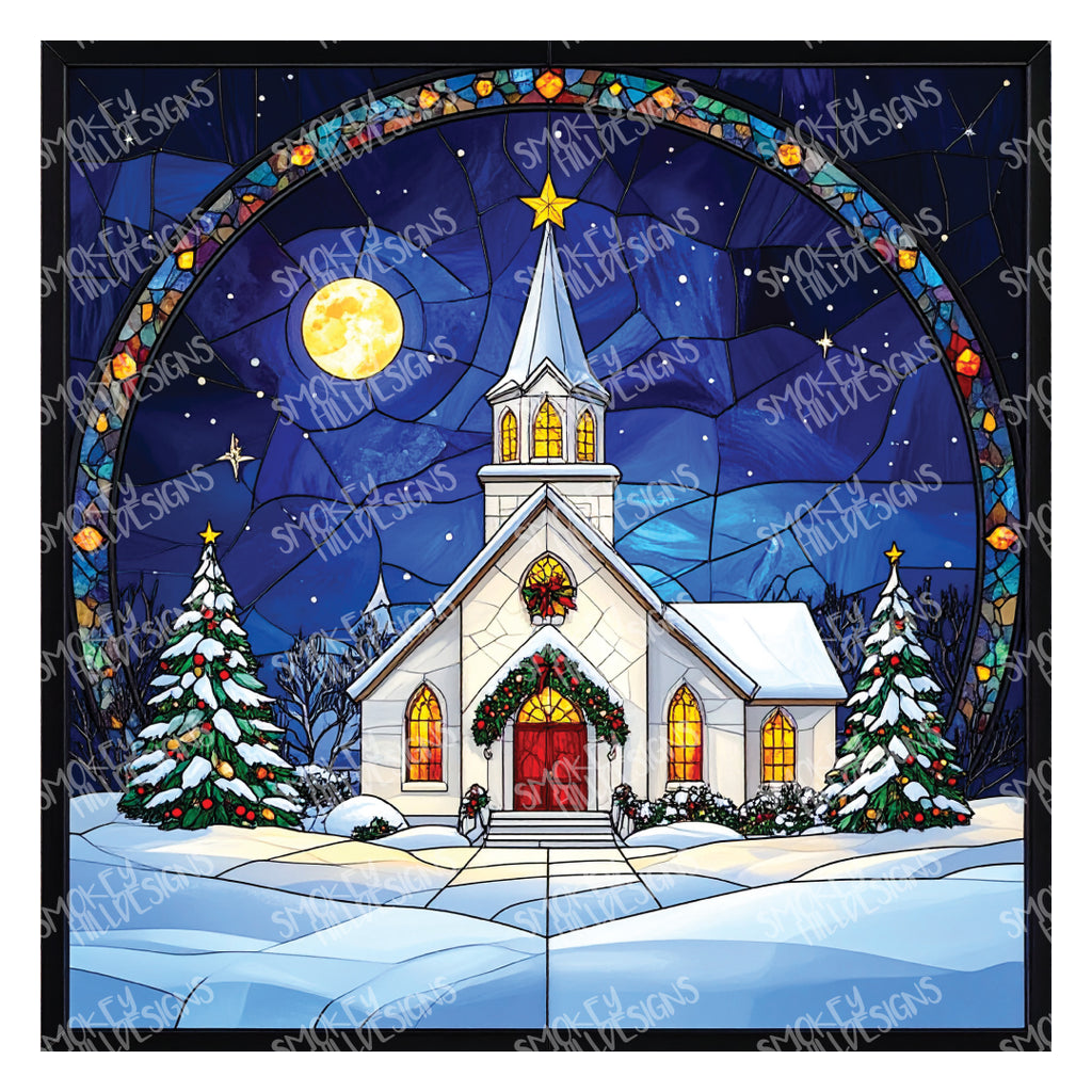 PatternPly® Transparent Christmas Church sheet showing the pattern