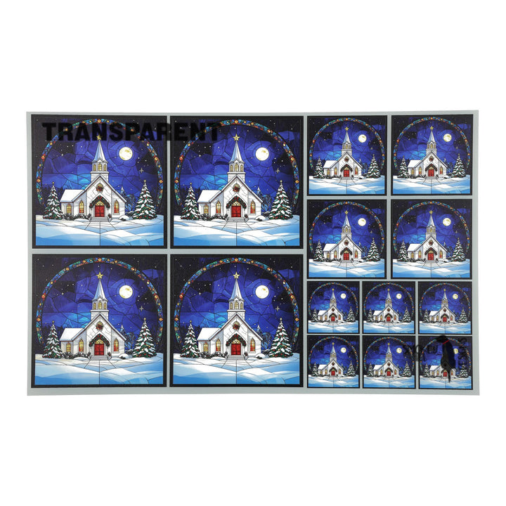 PatternPly® Transparent Christmas Church 3 sizes