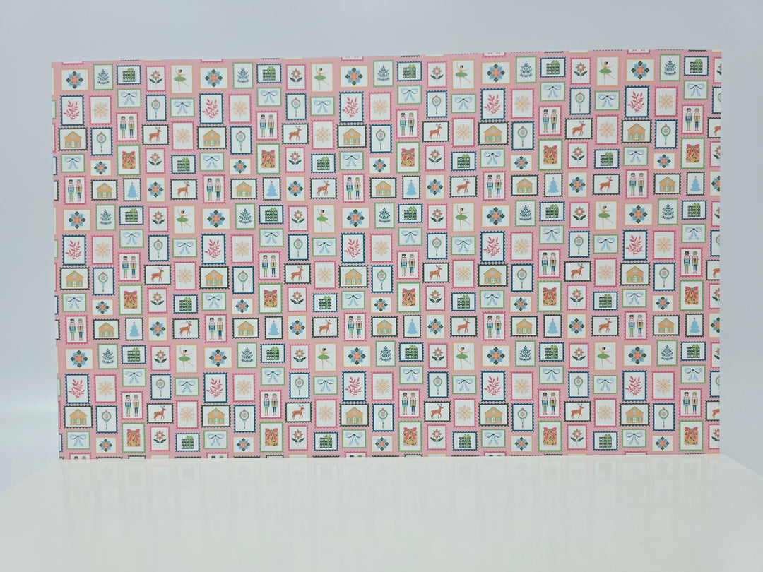 PatternPly® Full Coverage Christmas Stamps on Pink LARGE