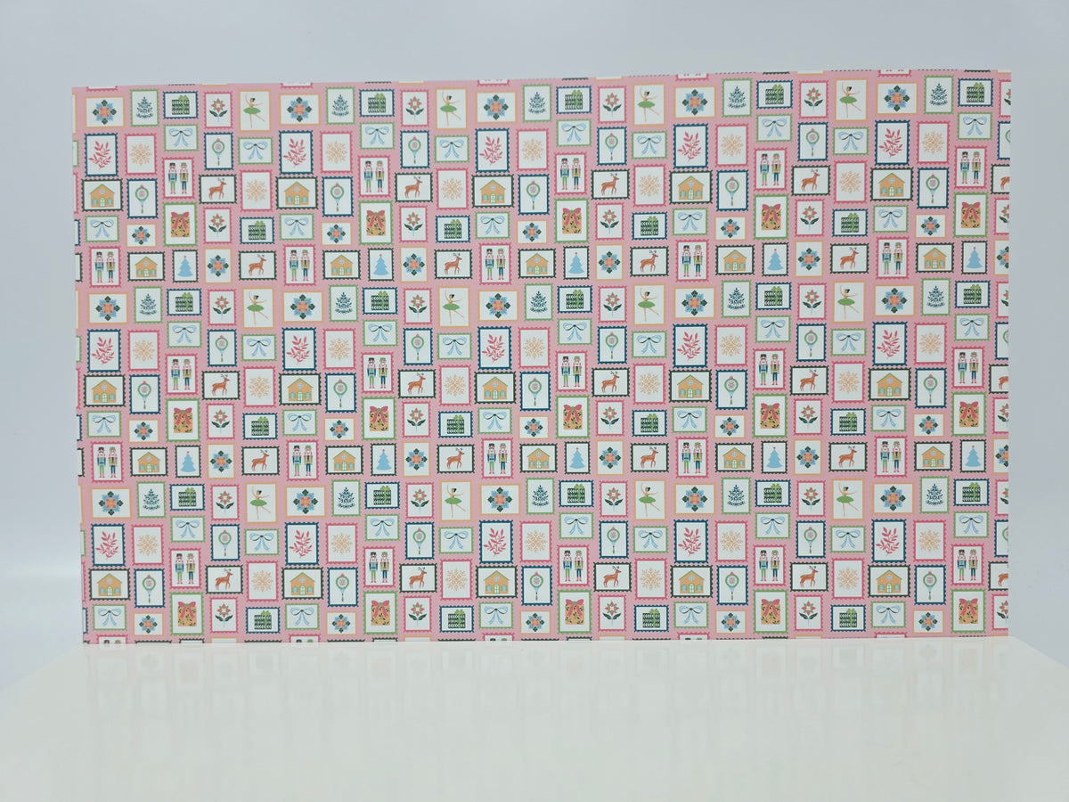 PatternPly® Full Coverage Christmas Stamps on Pink LARGE product photo 2