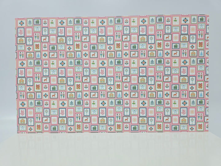 PatternPly® Full Coverage Christmas Stamps on Pink LARGE