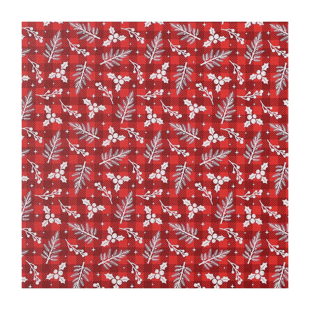 PatternPly® Full Coverage Christmas Tartan Sprigs sheet showing the pattern