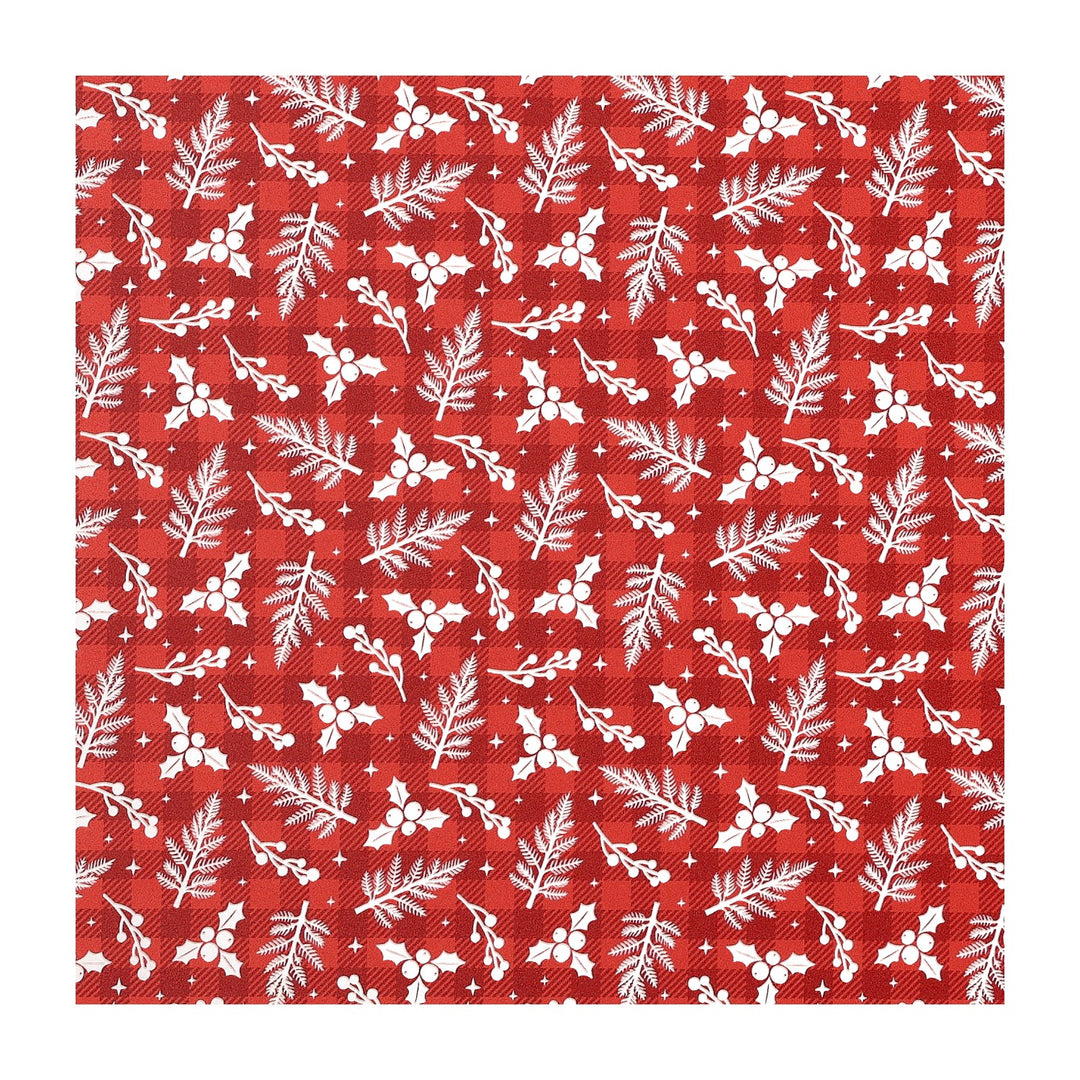 PatternPly® Transparent Christmas Tartan Sprigs