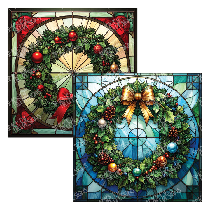 PatternPly® Transparent Christmas Wreaths in Stained Glass