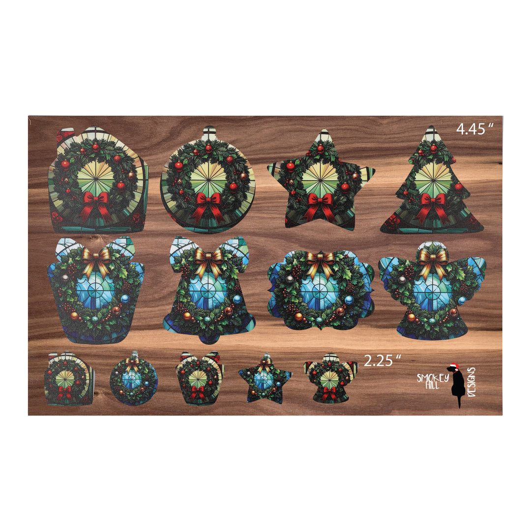 PatternPly® Full Coverage Christmas Wreaths in Stained Glass 2 sizes