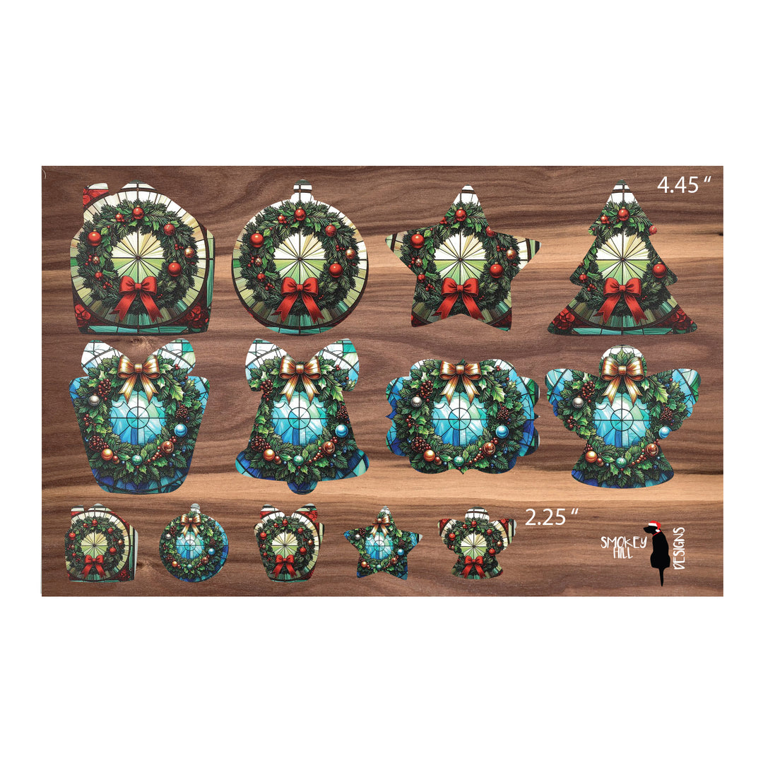 PatternPly® Transparent Christmas Wreaths in Stained Glass 2 sizes