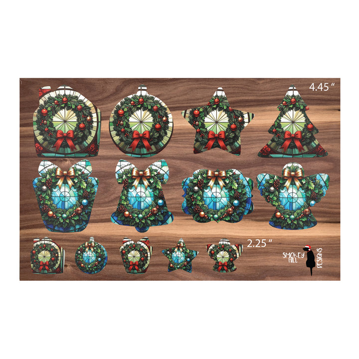 PatternPly® Transparent Christmas Wreaths in Stained Glass 2 sizes