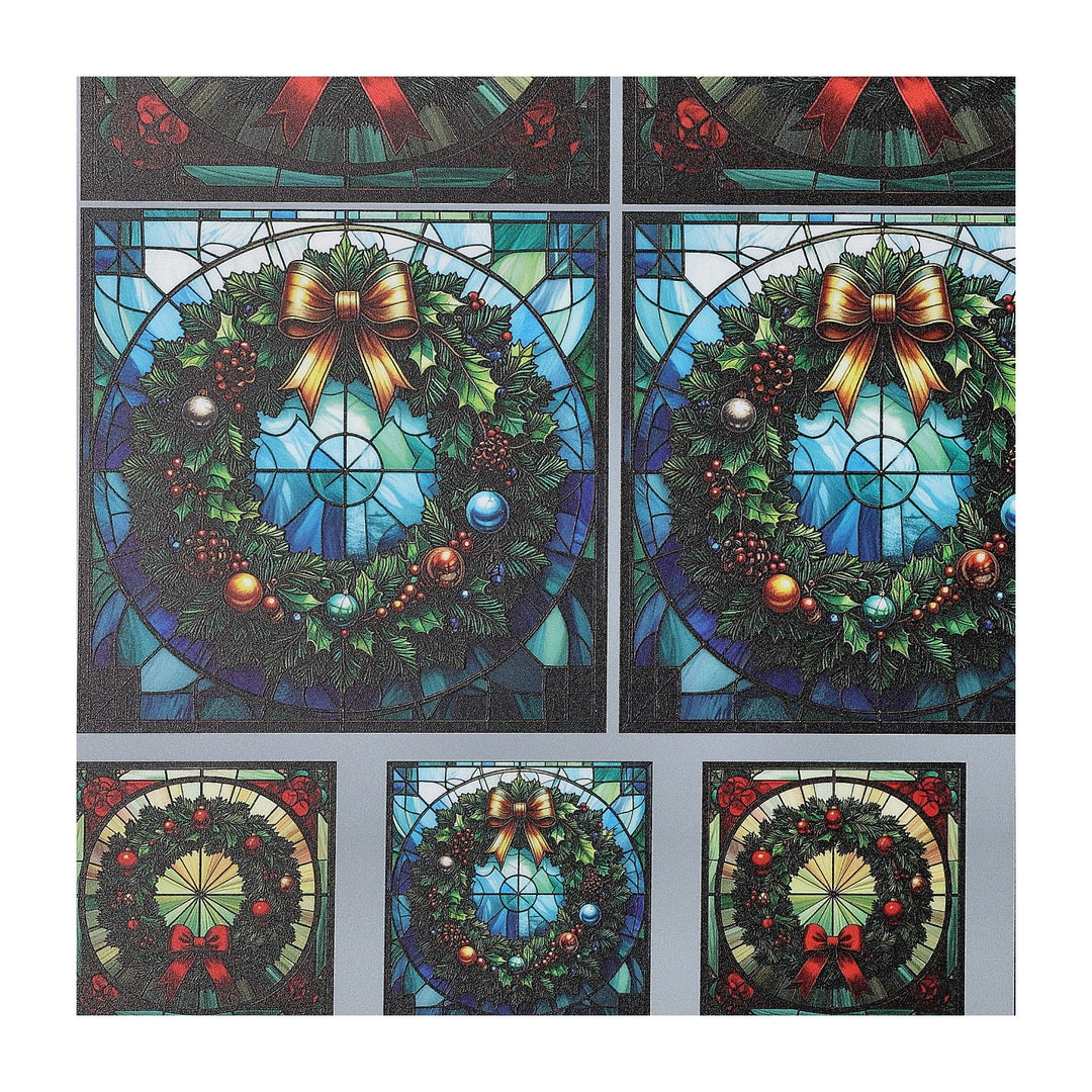 PatternPly® Full Coverage Christmas Wreaths in Stained Glass 2 sizes