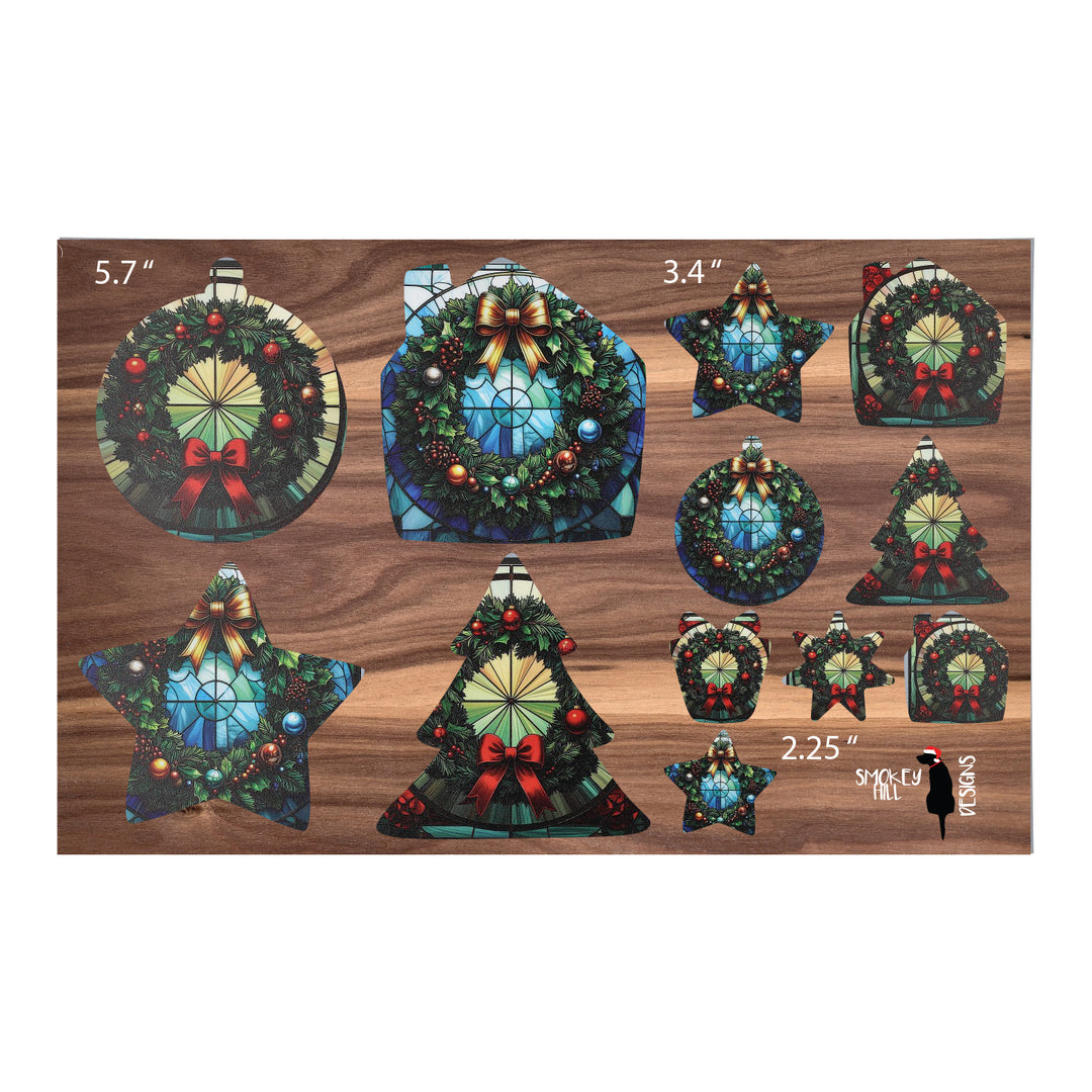 PatternPly® Full Coverage Christmas Wreaths in Stained Glass 3 sizes