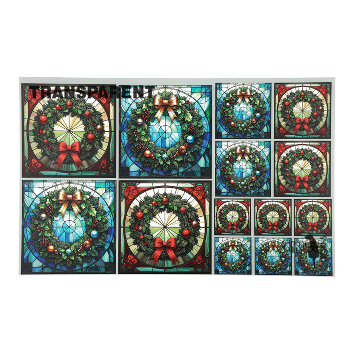 PatternPly® Transparent Christmas Wreaths in Stained Glass 3 sizes