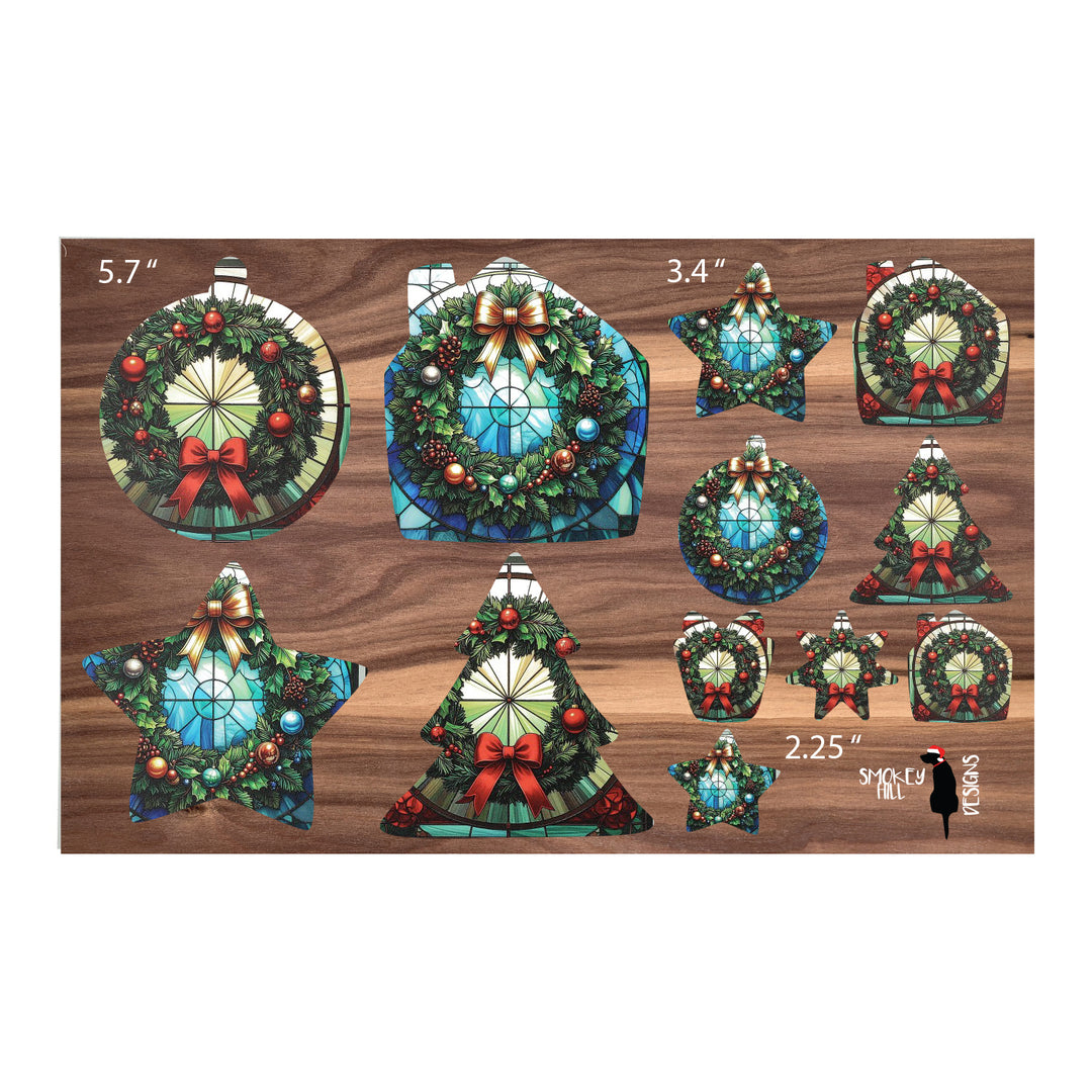PatternPly® Transparent Christmas Wreaths in Stained Glass 3 sizes