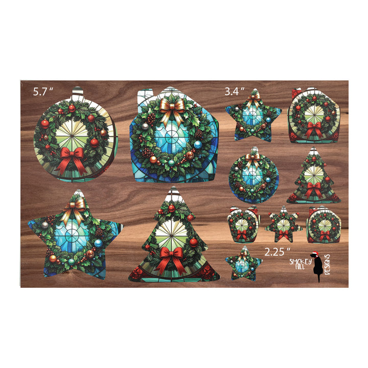 PatternPly® Transparent Christmas Wreaths in Stained Glass 3 sizes