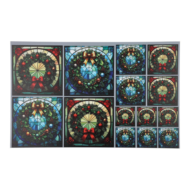 PatternPly® Full Coverage Christmas Wreaths in Stained Glass 3 sizes