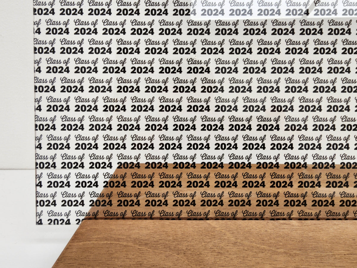 PatternPly® Scattered Class of 2024 Words BLACK sheet showing the pattern