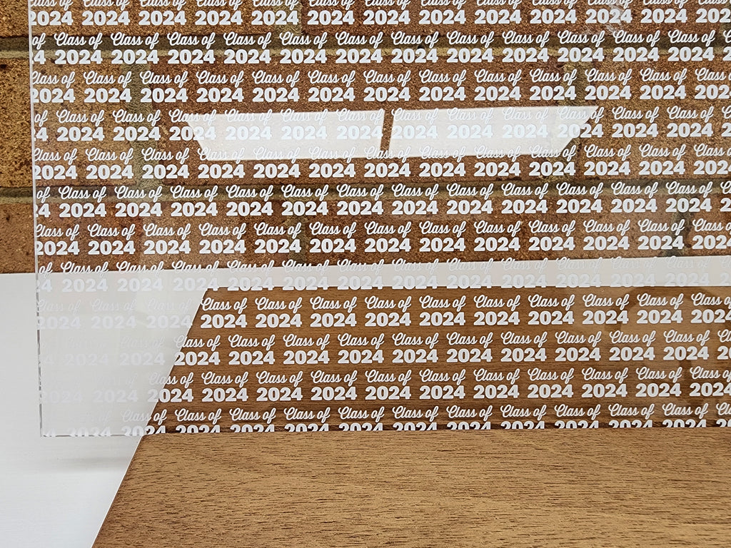 PatternPly® Scattered Class of 2024 Words WHITE sheet showing the pattern