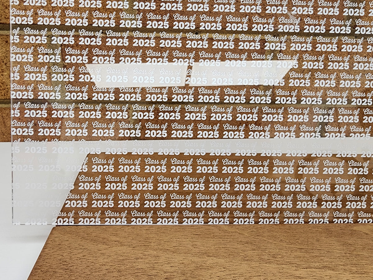 PatternPly® Scattered Class of 2025 Words WHITE sheet showing the pattern