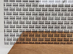 PatternPly® Scattered Class of 2026 Words BLACK sheet showing the pattern