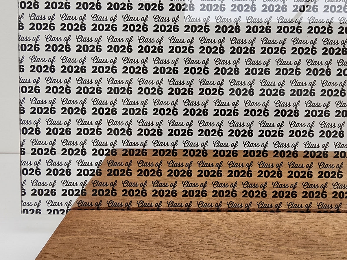 PatternPly® Scattered Class of 2026 Words BLACK sheet showing the pattern