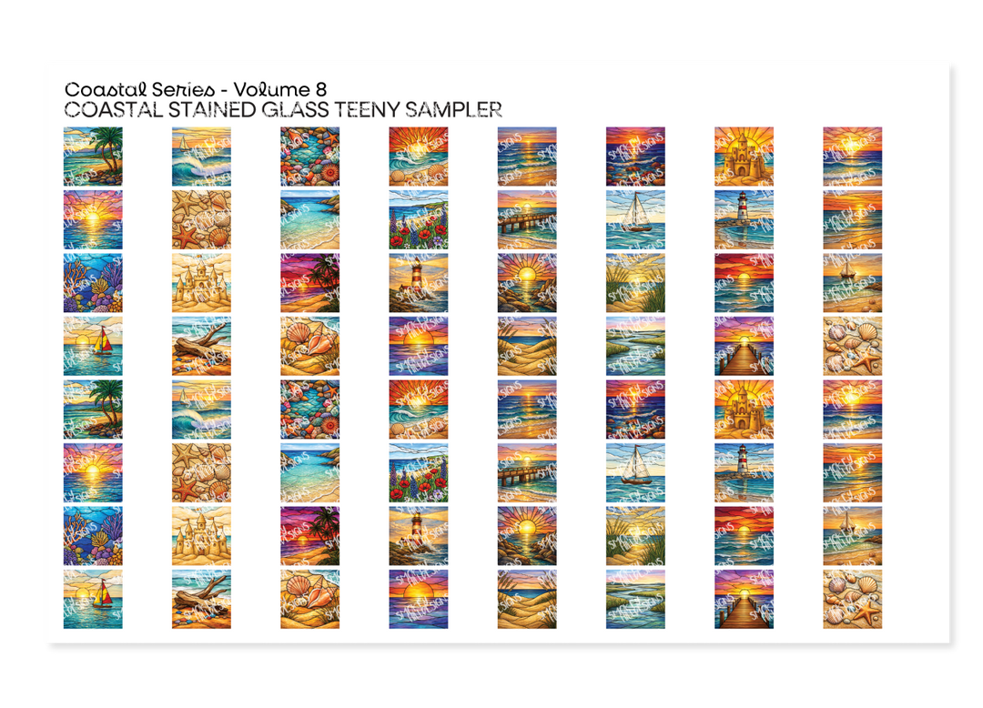 PatternPly® Full Coverage Coastal Series Volume 8 Coastal Stained Glass Teeny Sampler Teeny Sampler