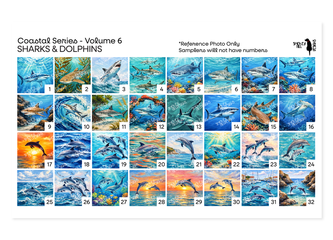 PatternPly® Transparent Coastal Volume 6 Sharks & Dolphins Sampler