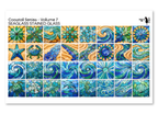PatternPly® Transparent Coastal Volume 7 Stained Glass Sea Glass Sampler: sampler sheet of small art scene designs