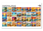 PatternPly® Full Coverage Coastal Volume 8 Coastal Stained Glass Sampler: sampler sheet of small art scene designs