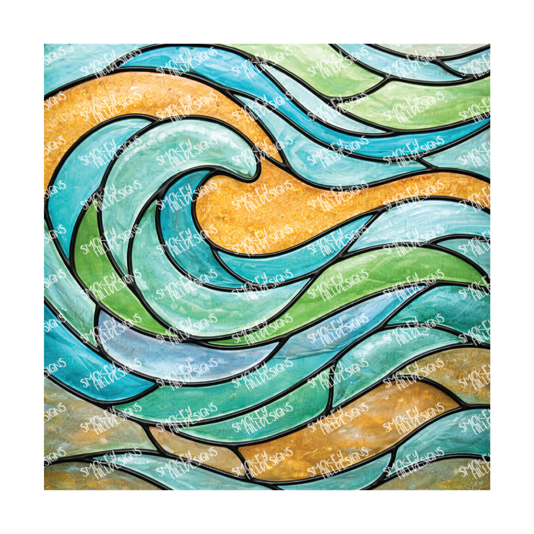 PatternPly® Full Coverage Coastal Series Volume 7 Stained Glass Sea Glass 16 art scene artwork