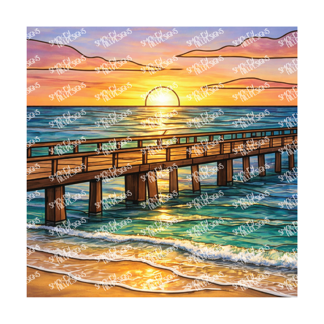 PatternPly® Full Coverage Coastal Series Volume 8 Coastal Series Stained Glass 13 art scene artwork