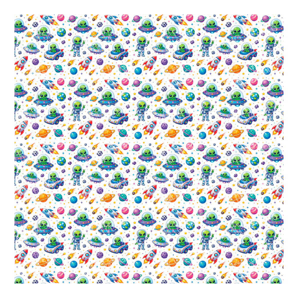 PatternPly® Scattered Colorful Aliens sheet showing the pattern