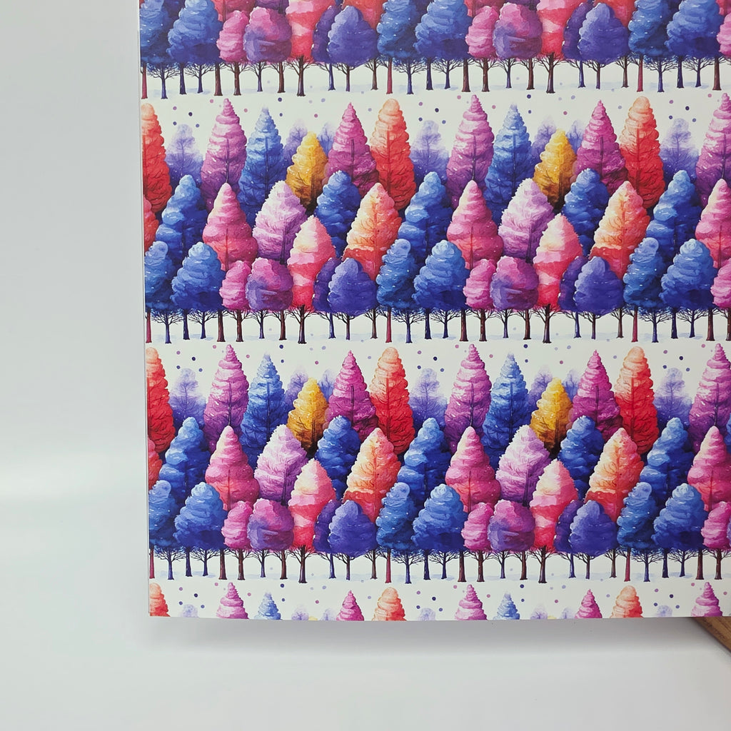 PatternPly® Full Coverage Cotton Candy Forest sheet showing the pattern