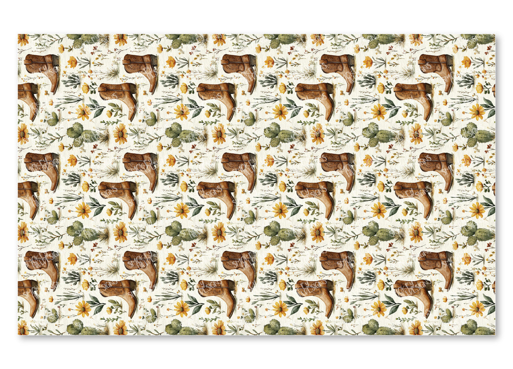 PatternPly® Full Coverage Cowboy Boots, Cacti, and Yellow Floral VERTICAL product photo 2