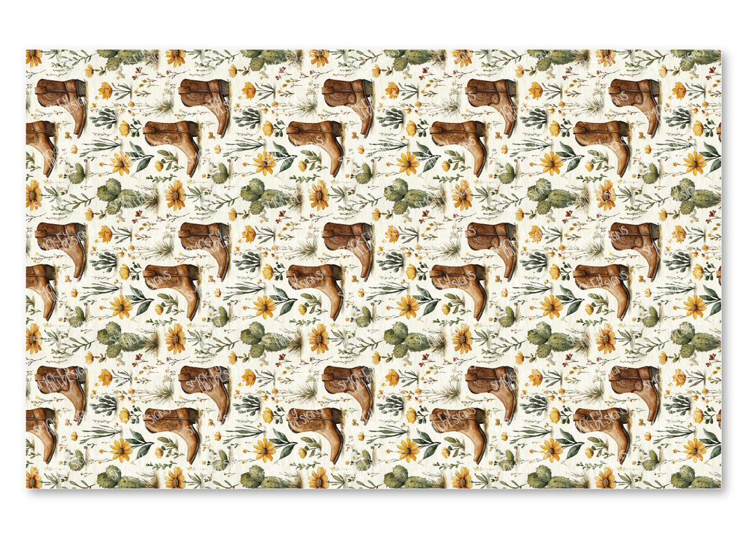 PatternPly® Full Coverage Cowboy Boots, Cacti, and Yellow Floral VERTICAL