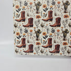 PatternPly® Full Coverage Cowboy Boots Cacti and Yellow Floral sheet showing the pattern