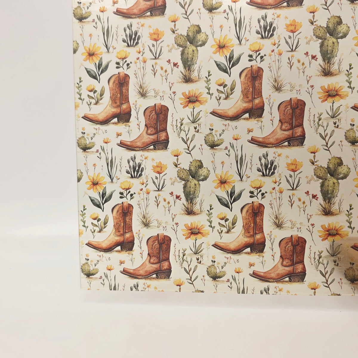 PatternPly® Transparent Cowboy Boots Cacti and Yellow Floral product photo 3