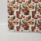 PatternPly® Full Coverage Cowboy Boots Hats and Cacti sheet showing the pattern