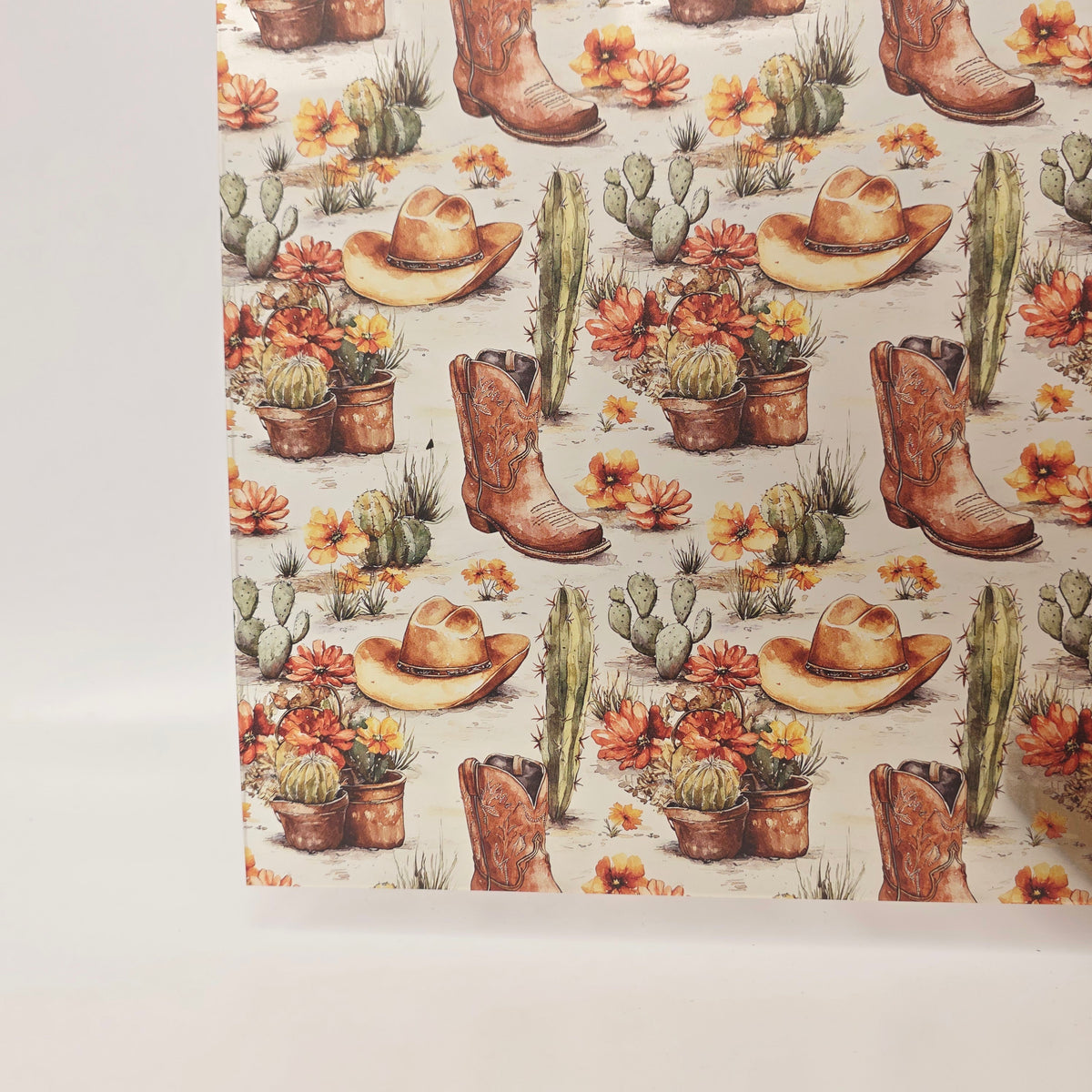 PatternPly® Transparent Cowboy Boots Hat and Cacti product photo 3