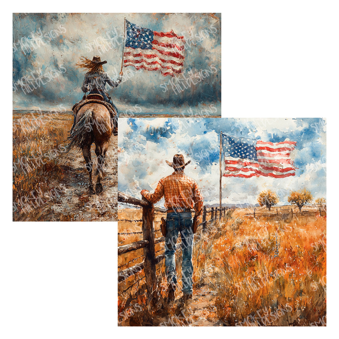 PatternPly® Full Coverage Cowboys and Cowgirls sheet showing the pattern