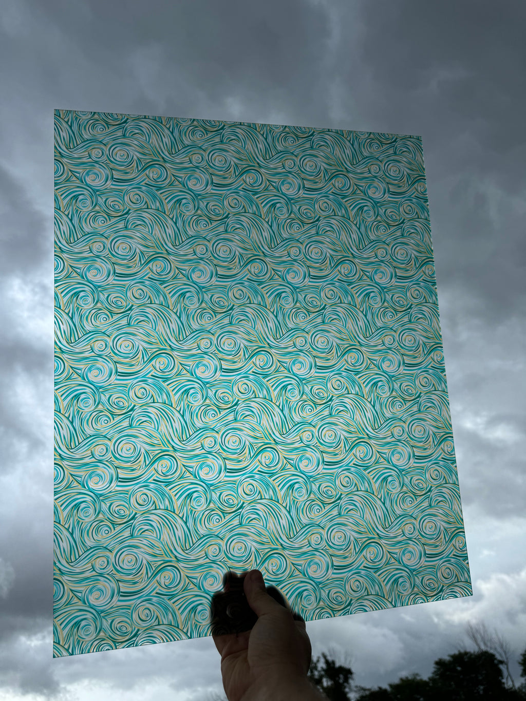 PatternPly® 19x24" Transparent Beachy Swirls Original Scale sheet showing the pattern
