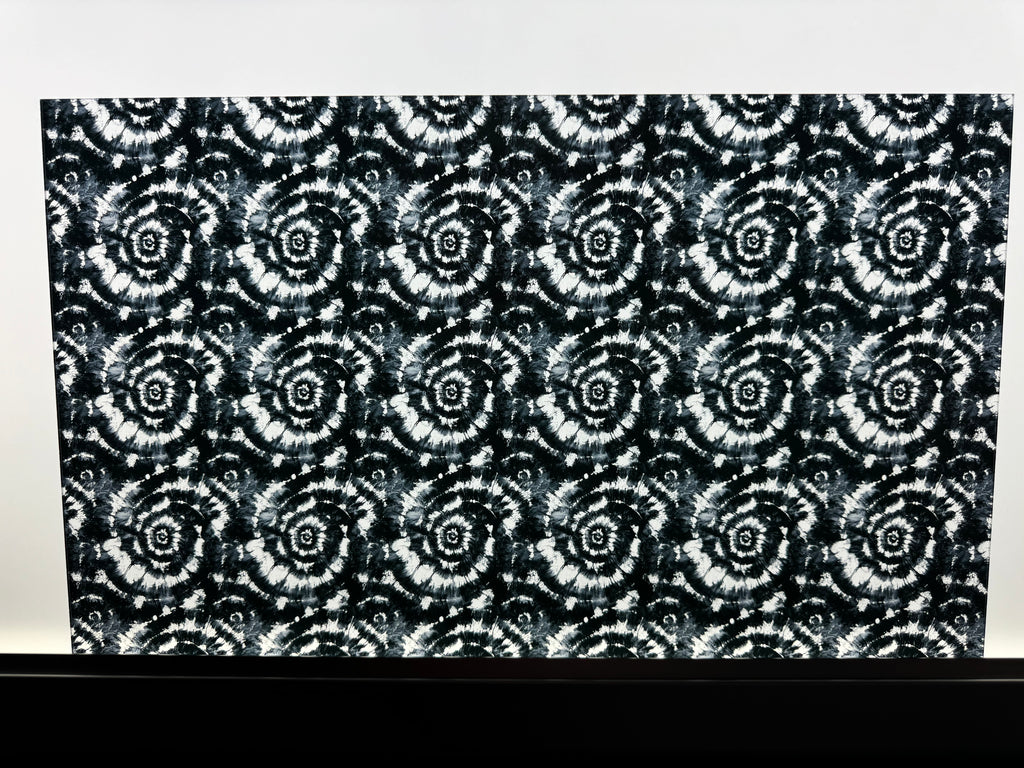 PatternPly® Transparent Black and White Tie Dye sheet showing the pattern