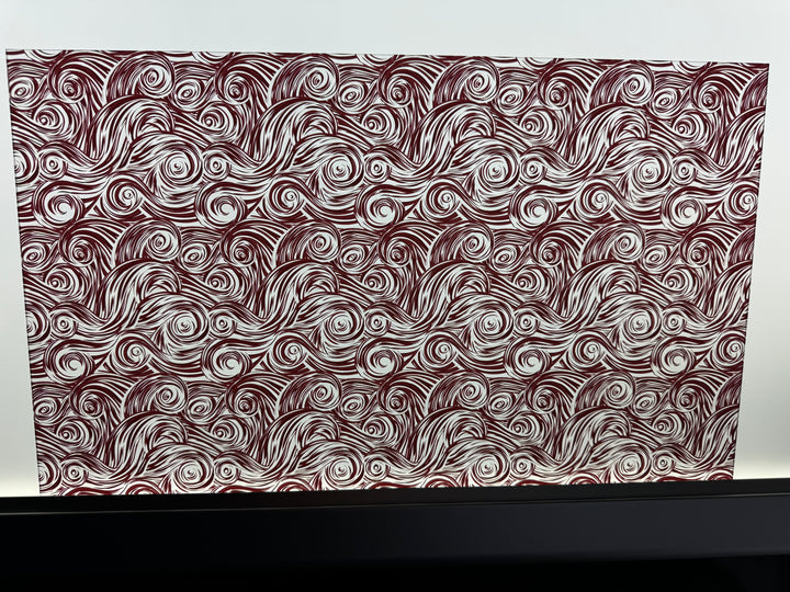 PatternPly® Acrylic Transparent Maroon and White Swirls