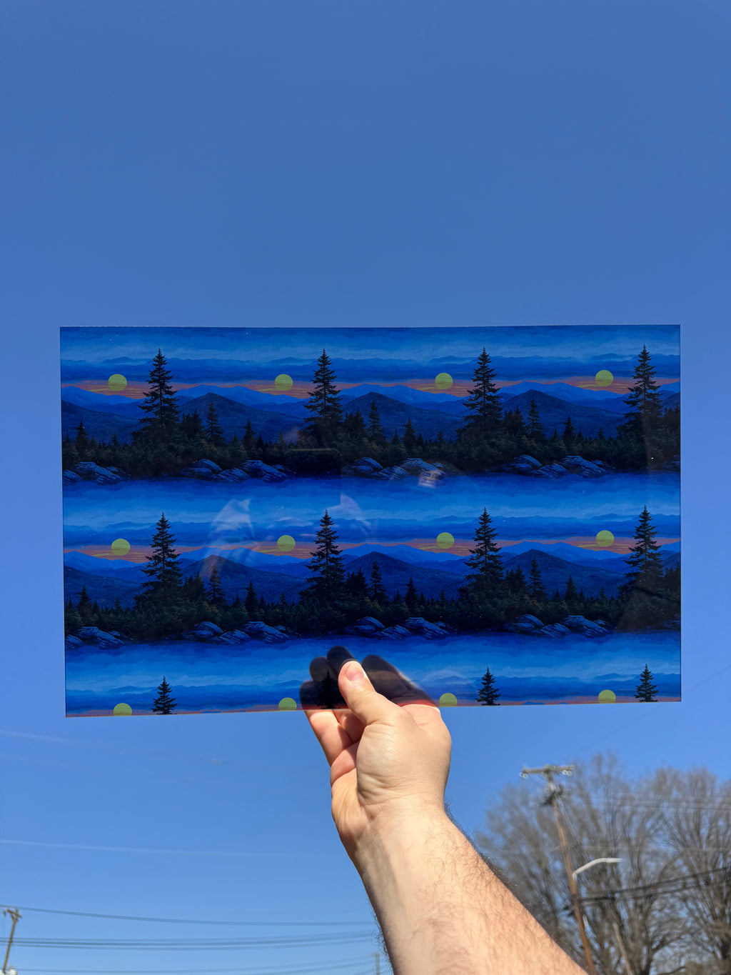 PatternPly® Transparent Mountains and Evergreens Large sheet showing the pattern
