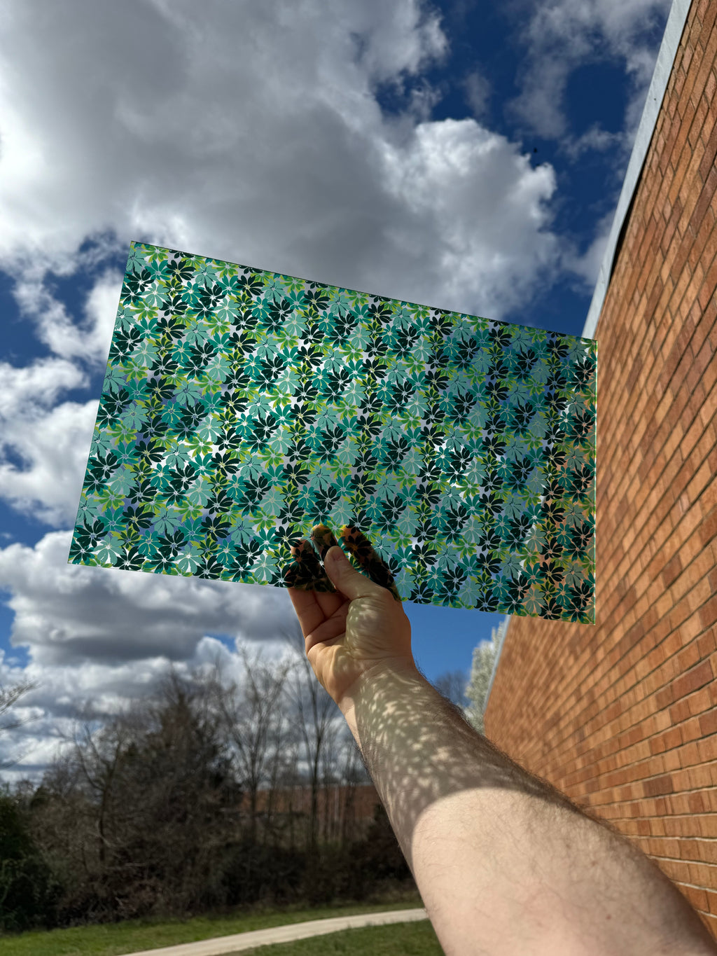 PatternPly® Transparent Green Floral sheet showing the pattern