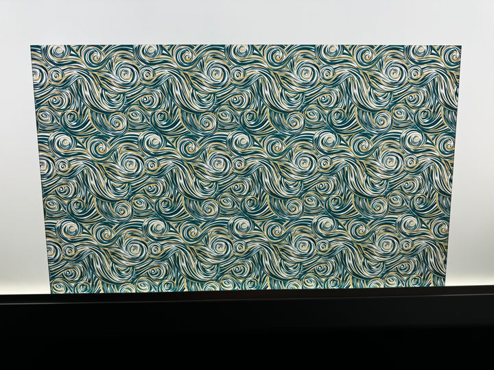 PatternPly® Acrylic Transparent Teal and Bronze Swirls