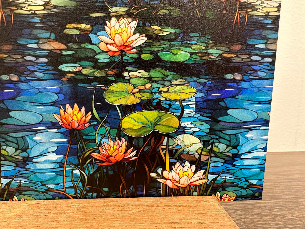 PatternPly® Full Coverage Lily Pad Lake Stained Glass sheet showing the pattern