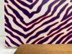 PatternPly® Full Coverage Red White Blue Zebra sheet showing the pattern