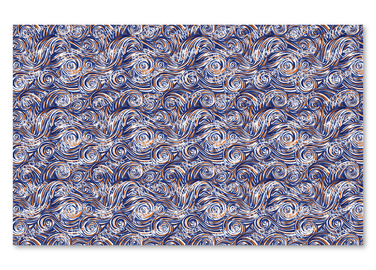 PatternPly® Scattered Dark Blue and Orange Swirls product photo 2